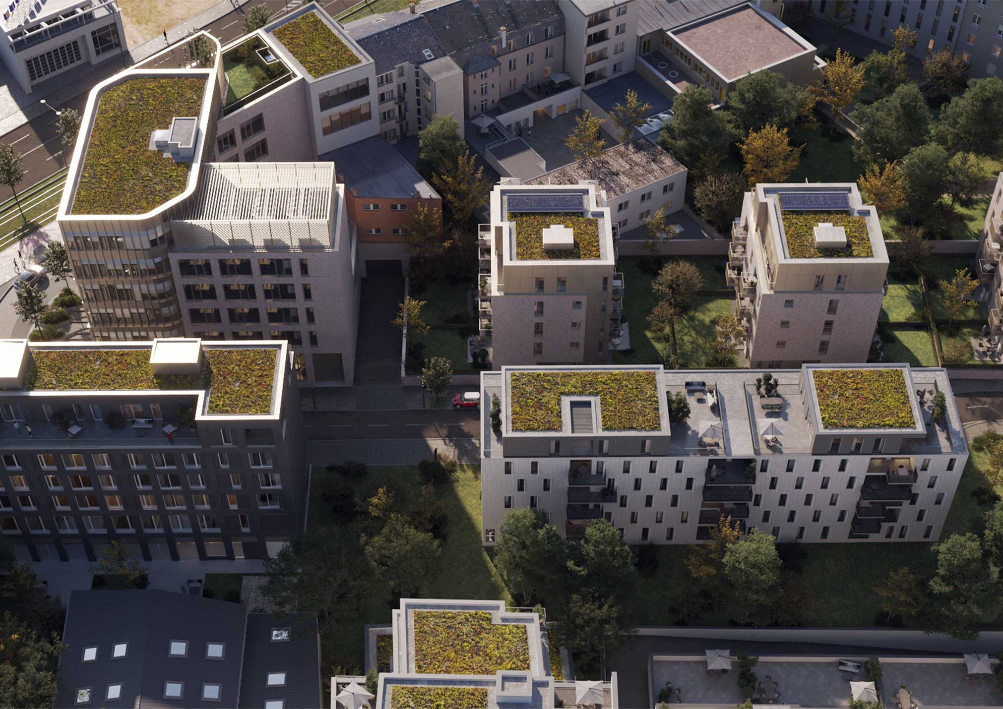 Aerial view of the Luxembourg apartments